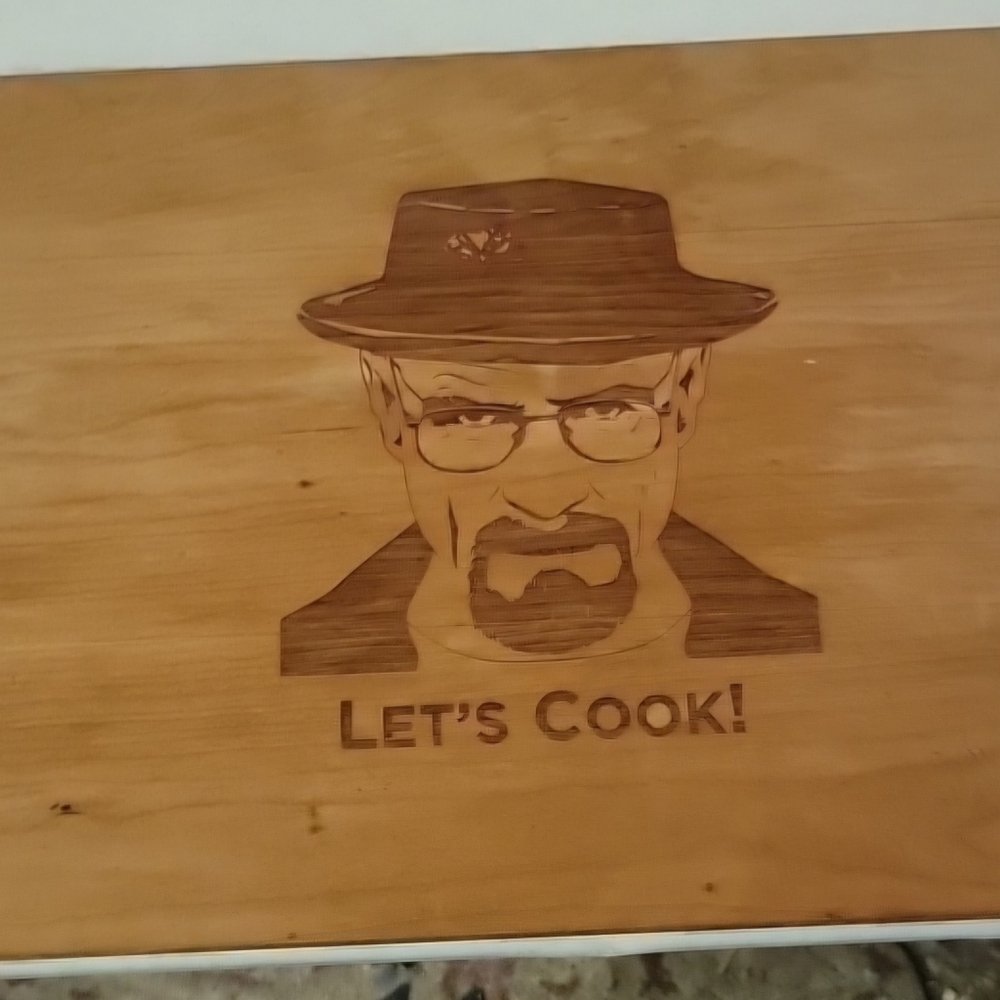 Let's Cook Walt Heisenberg Etched Wood Cutting Board